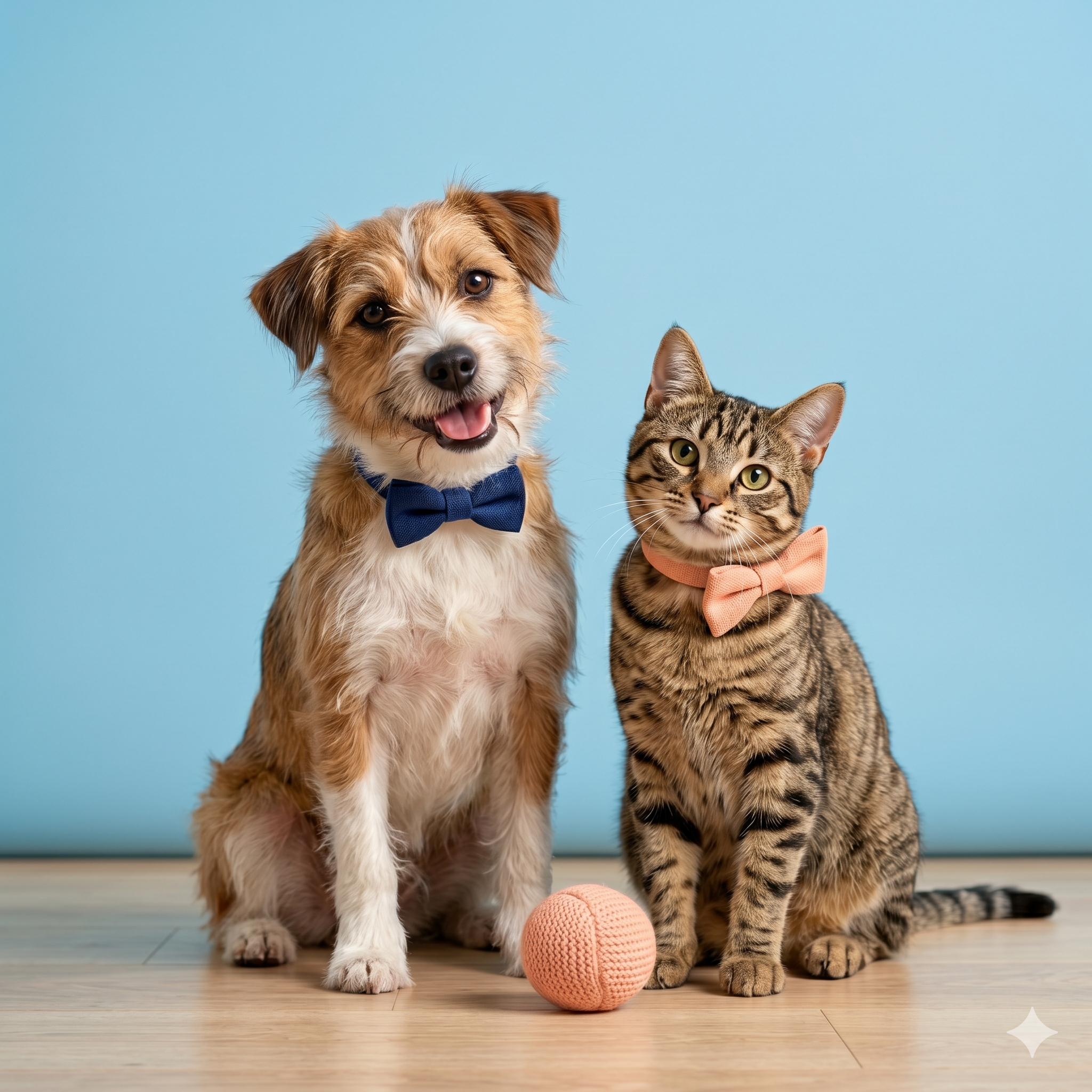 Cachorro e gato com estilo