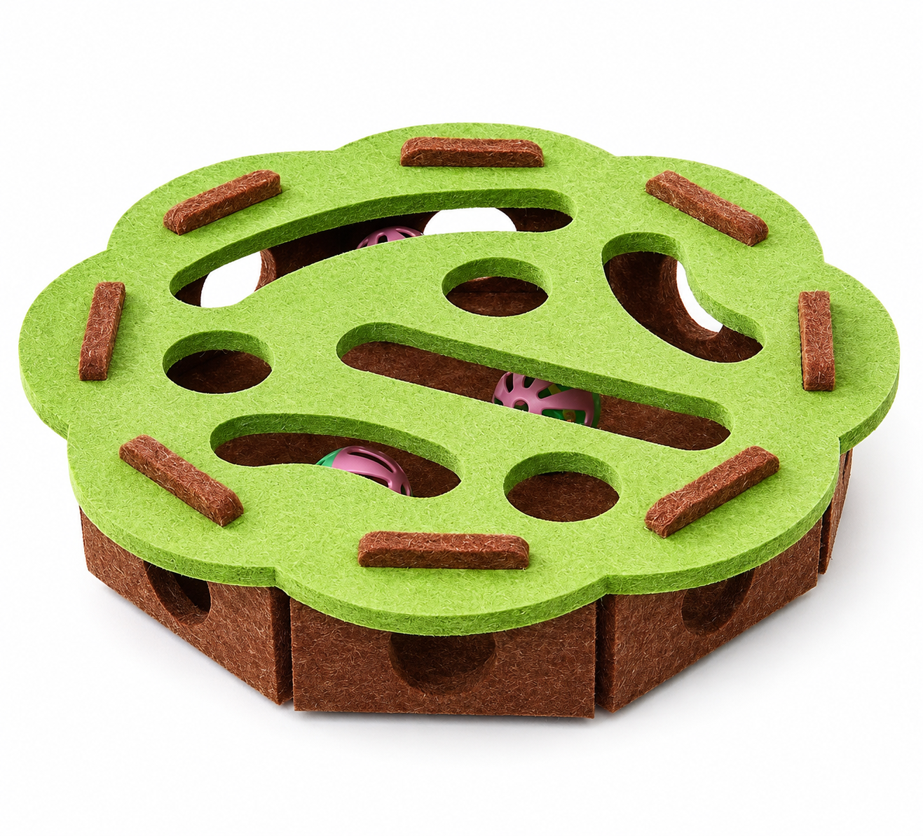 Brinquedo Puzzle Redondo de Feltro para Gatos