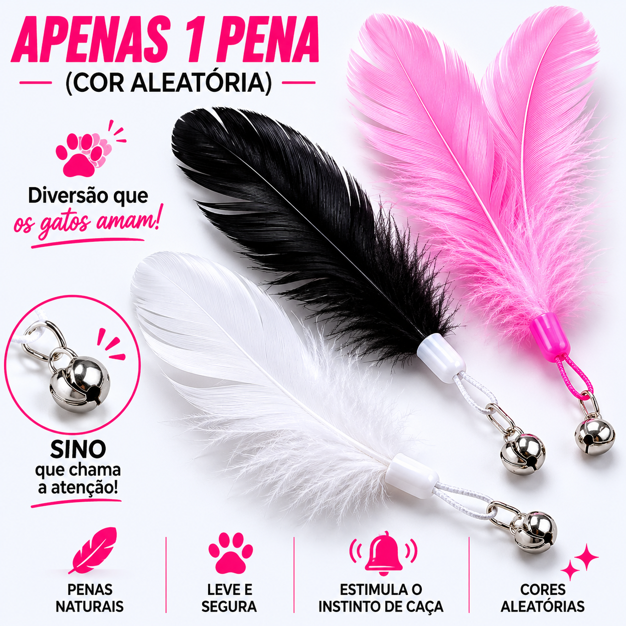 Varinha com Penas e Sino para Gatos