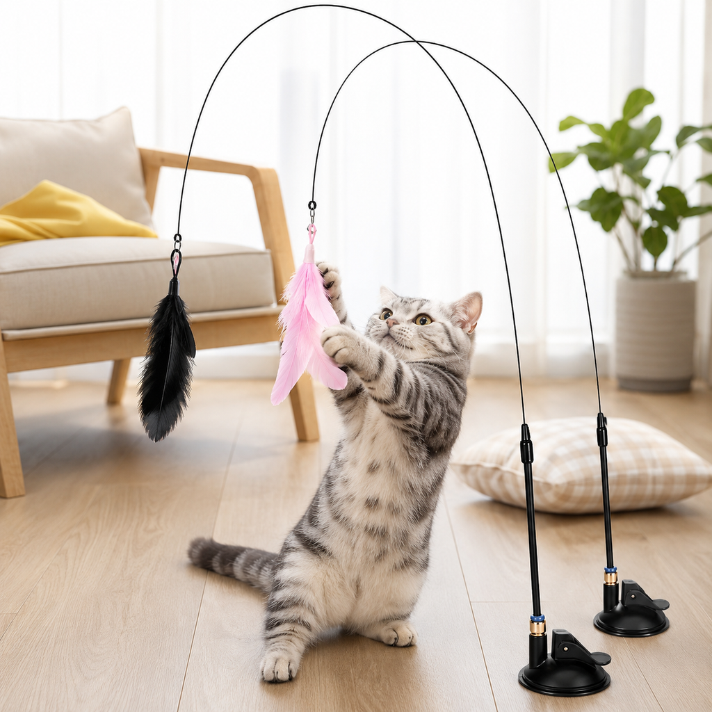 Varinha com Penas e Sino para Gatos