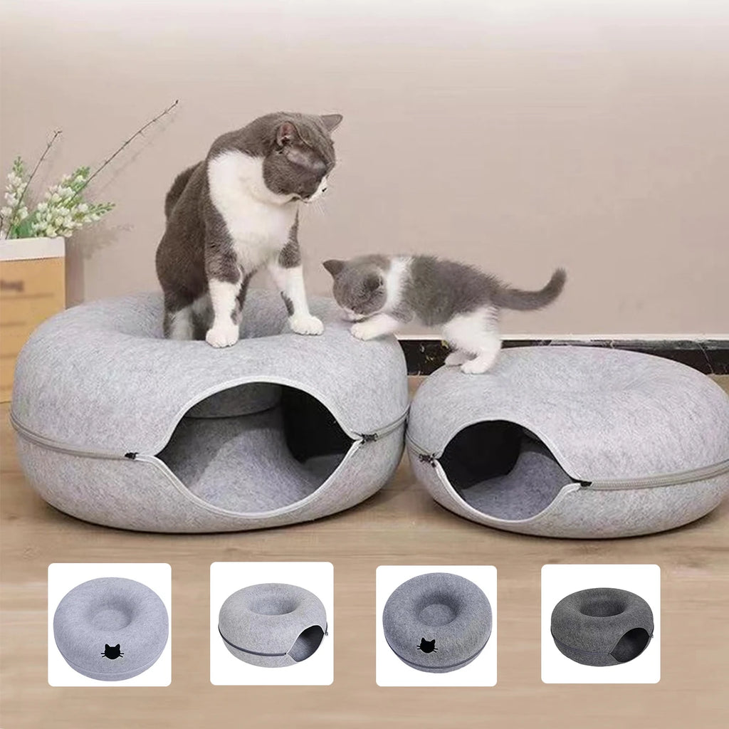 Cama Túnel Donut em Feltro para Gatos
