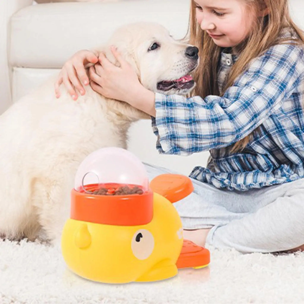 Comedouro Lento Formato Pato para Pets - com ração