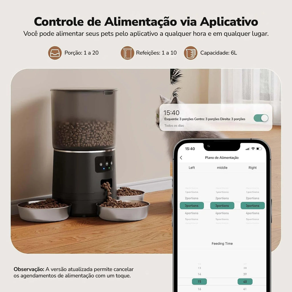 Comedouro Inteligente com Controle pelo Celular - tela do aplicativo