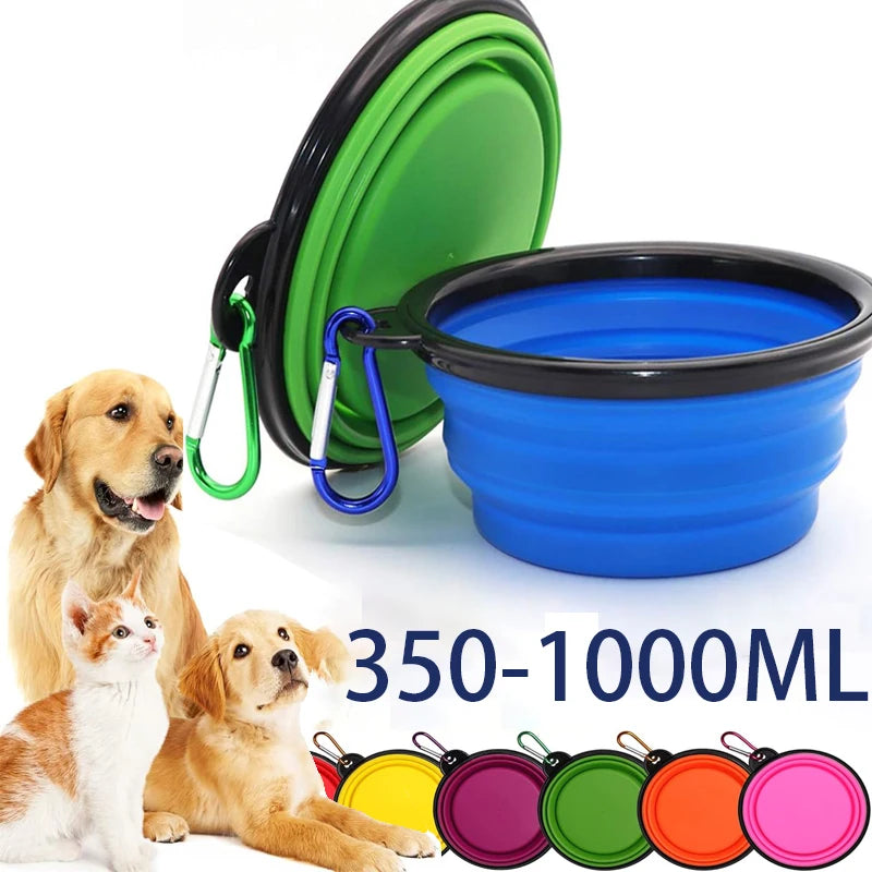 Comedouro Portátil Dobrável de Silicone 2 em 1