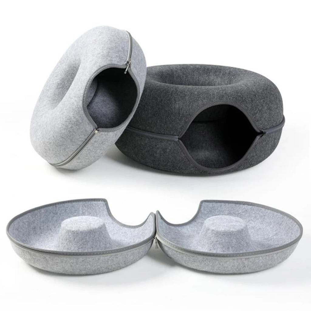 Cama Túnel Donut em Feltro para Gatos