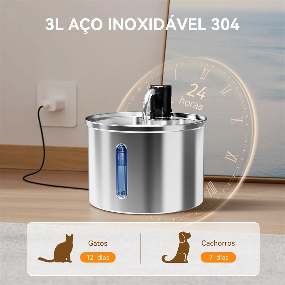 Fonte Bebedouro Inox 3L para Pets - desmontada para limpeza