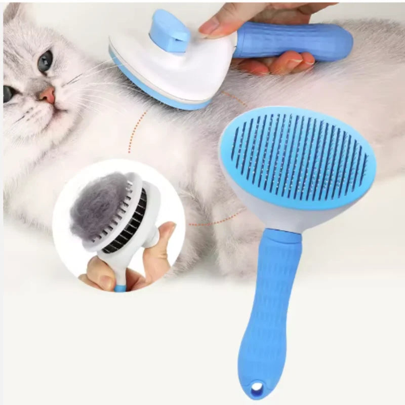 Escova Auto Limpante para Pets - pelo sendo liberado