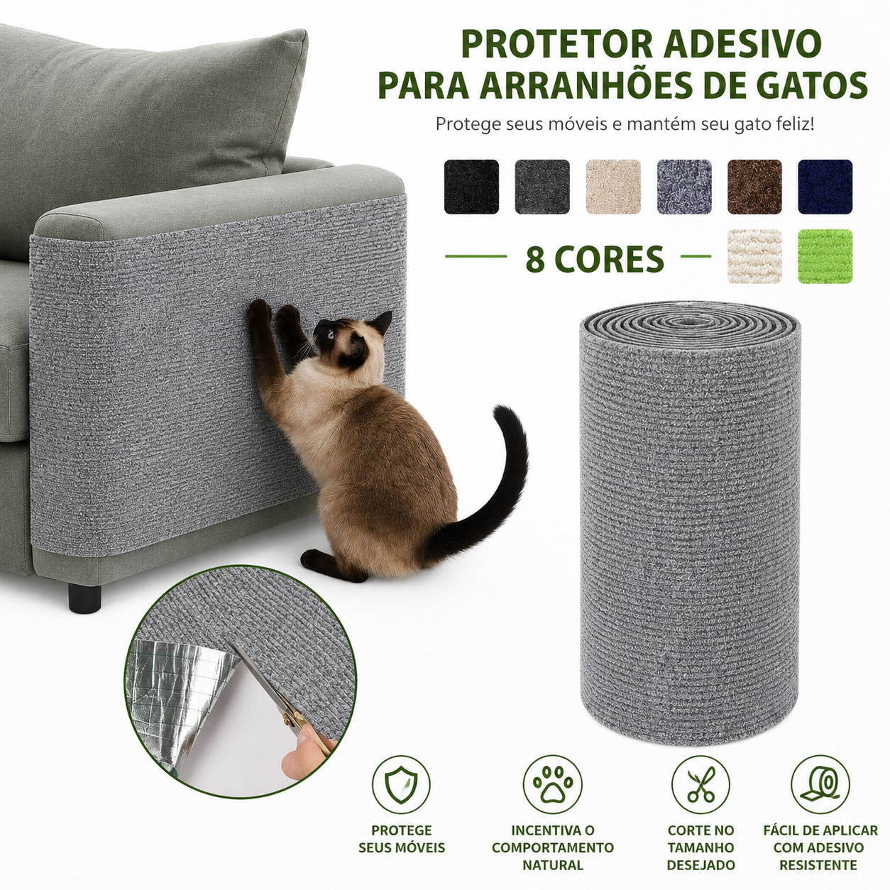 Tapete Arranhador Auto-Adesivo para Gatos