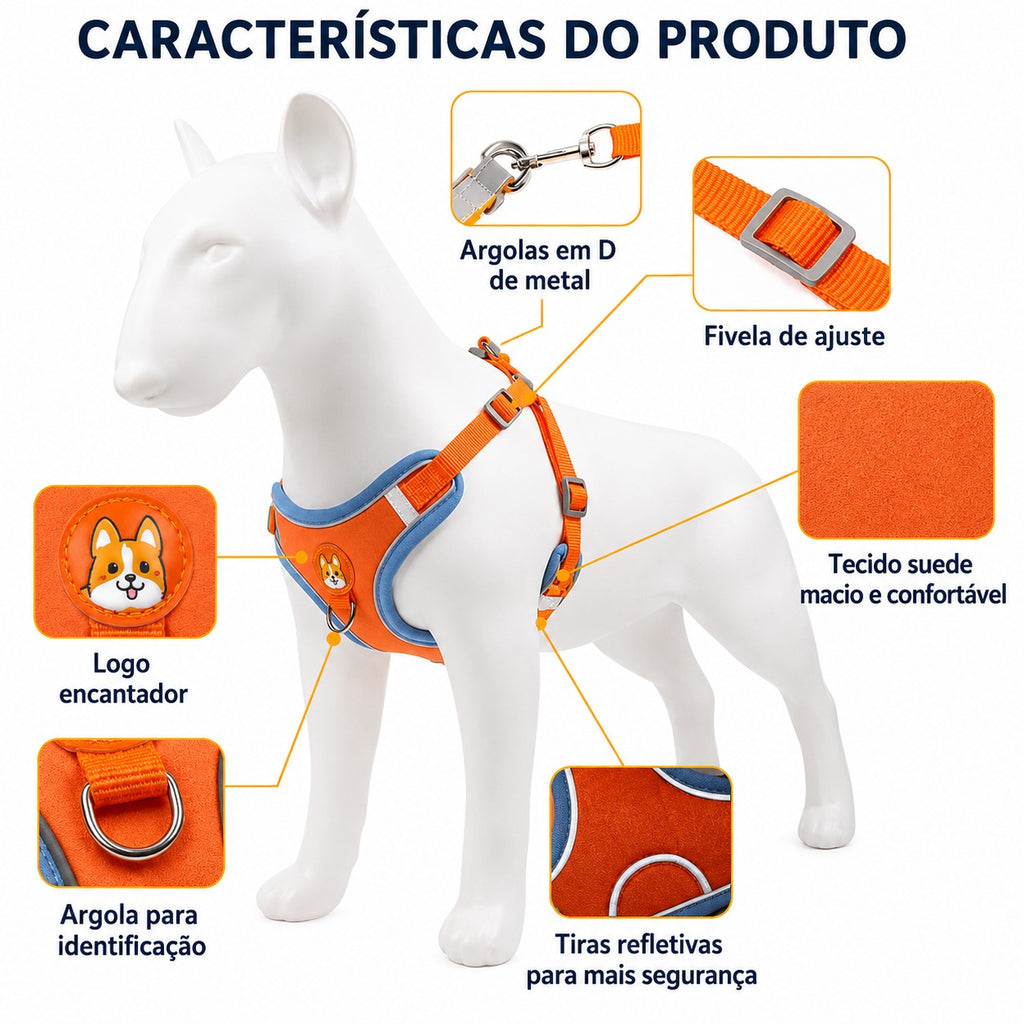 Coleira Peitoral Ajustável para Cachorros