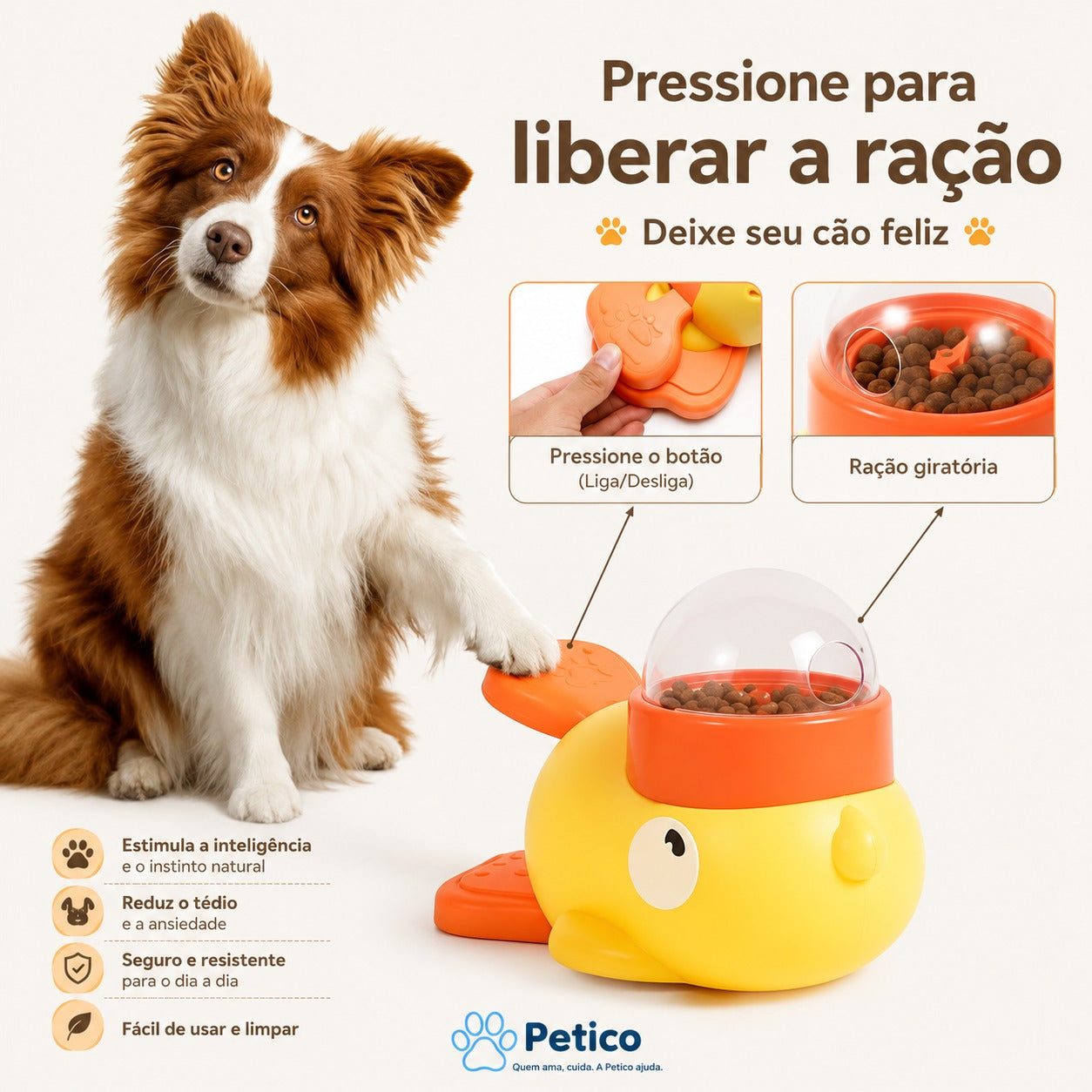 Comedouro Lento Formato Pato para Pets