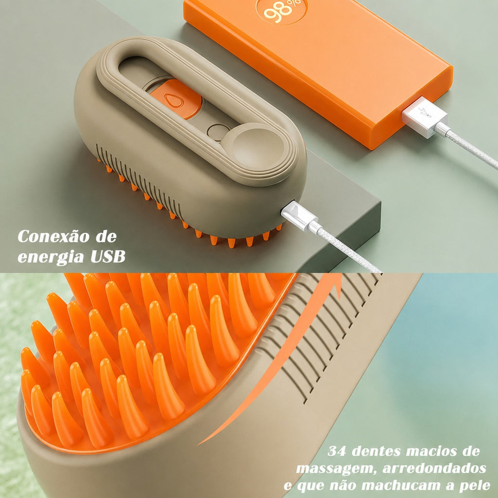 Escova Vaporizadora Elétrica para Pets