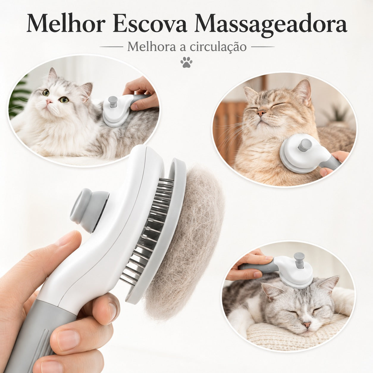 Escova Auto Limpante para Pets