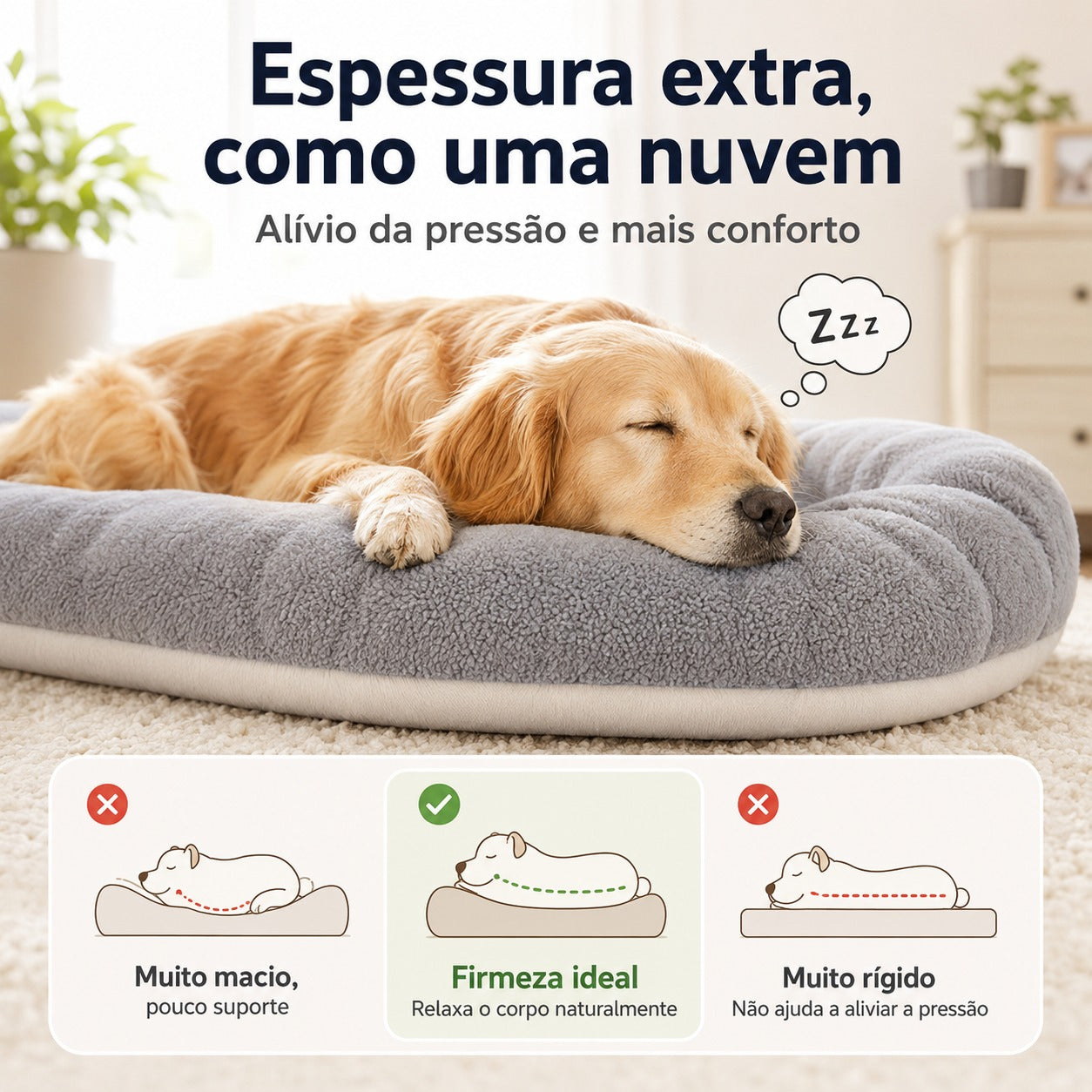 Cama XL 120x60cm para Cães de Grande Porte