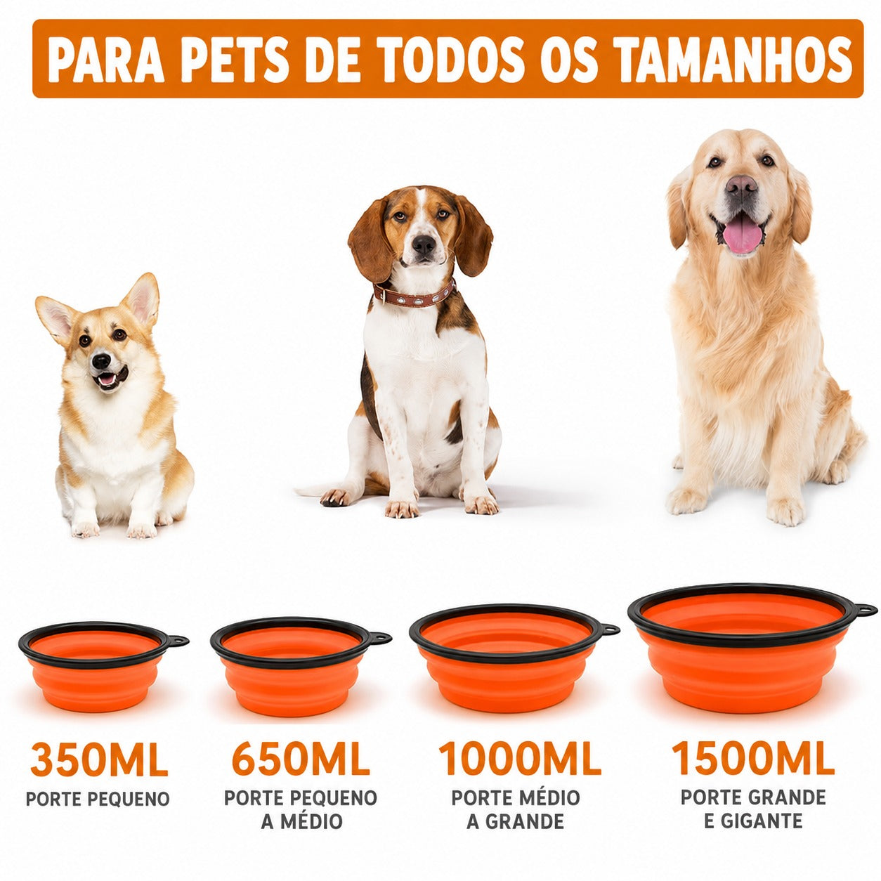 Comedouro Portátil Dobrável de Silicone 2 em 1