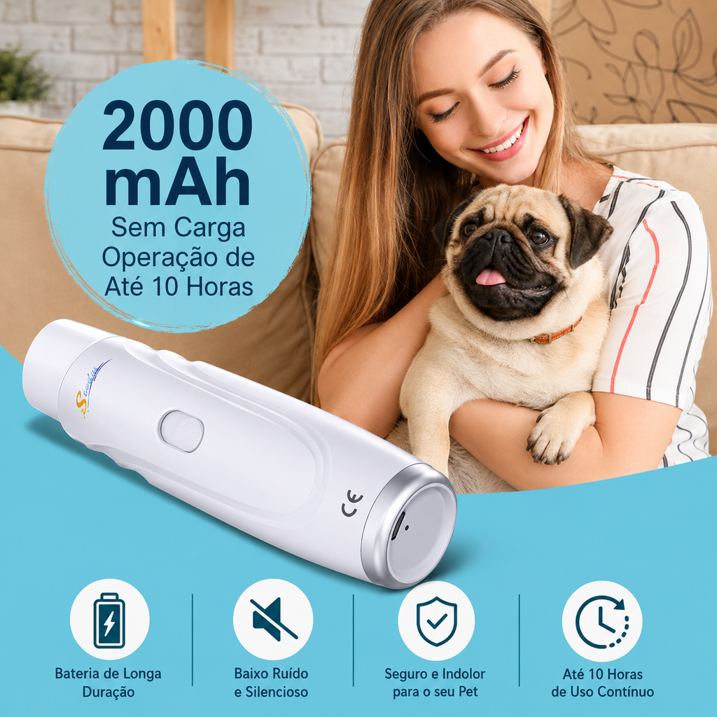 Lixadeira de Unhas USB Recarregável para Pets