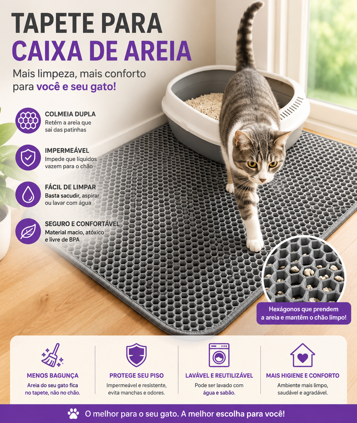 Tapete Higiênico para Areia de Gatos