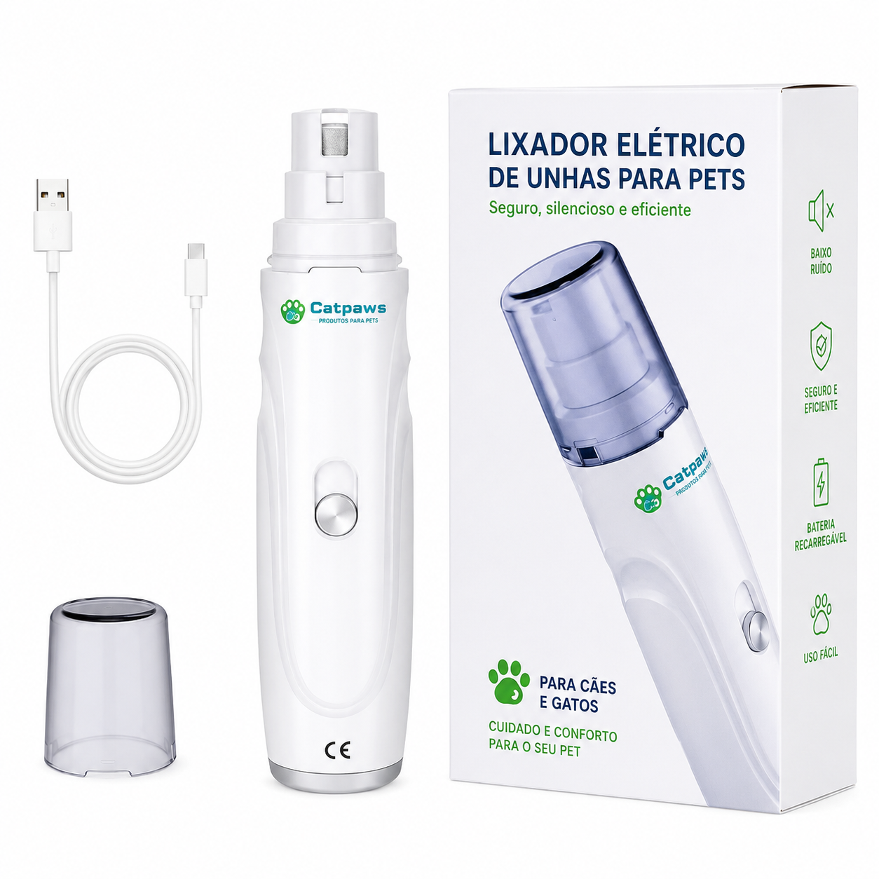 Lixadeira de Unhas USB Recarregável para Pets