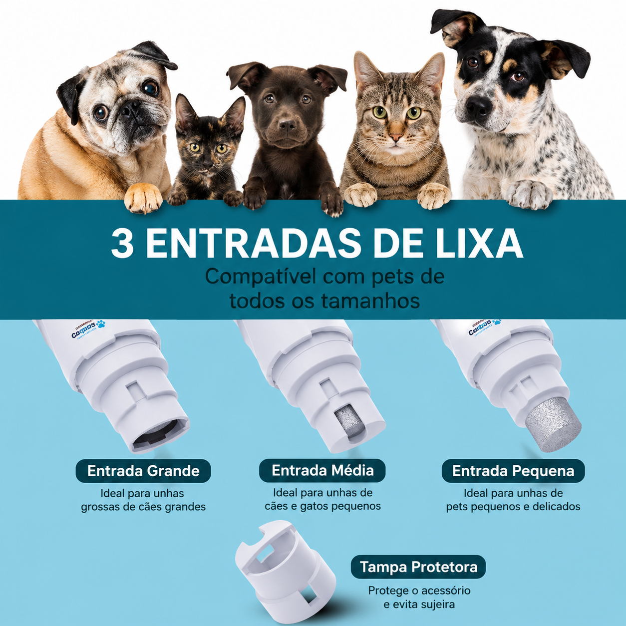 Lixadeira de Unhas USB Recarregável para Pets
