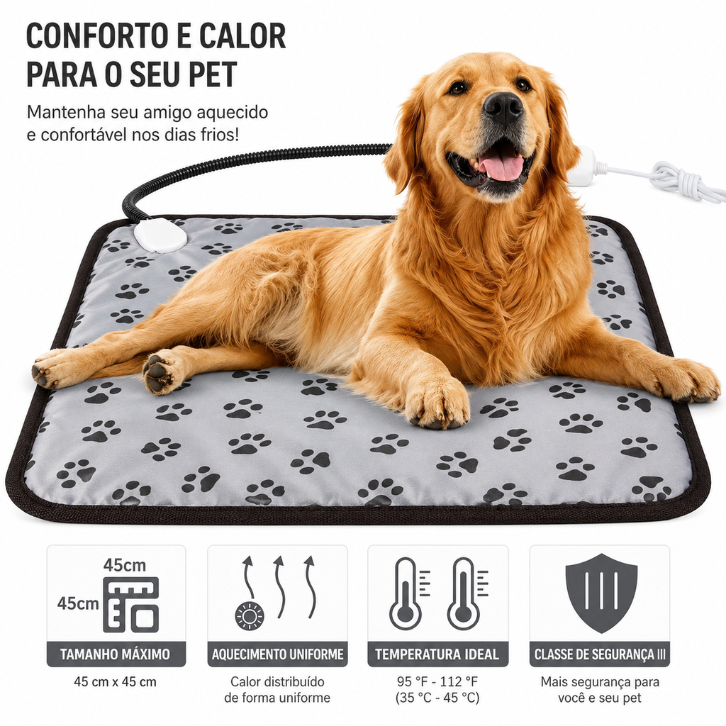 Manta Elétrica Aquecedora para Pets — Estampa Patinha